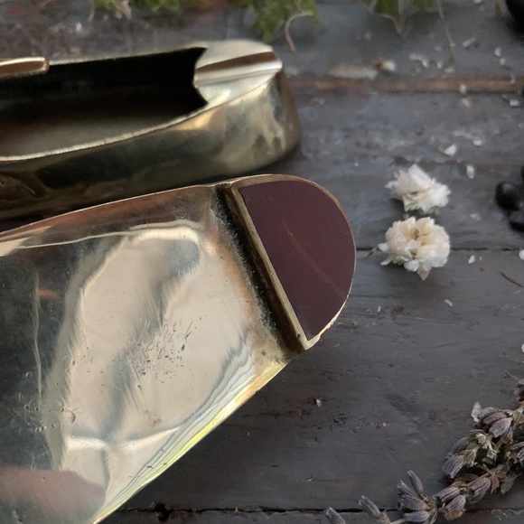 60's MOROCCAN ETCHED TURKISH BRASS SLIPPER TRAY - Picture 7 of 11